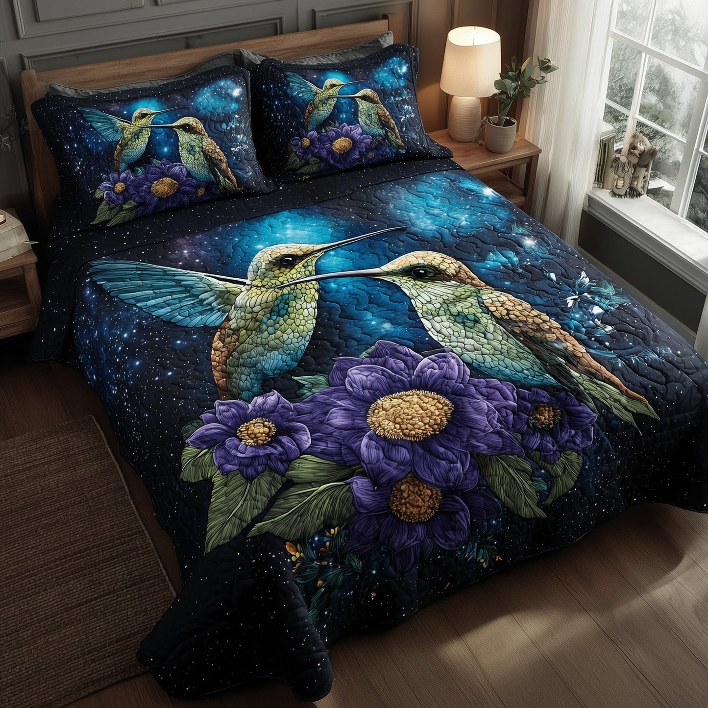 Celestial Hummingbird 3-Piece Quilted Bedding Set GFTOTP9301