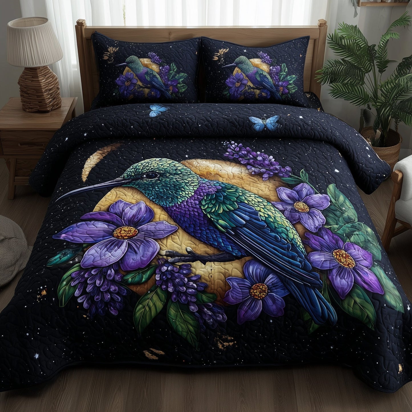Celestial Hummingbird 3-Piece Quilted Bedding Set GFTOTP9303