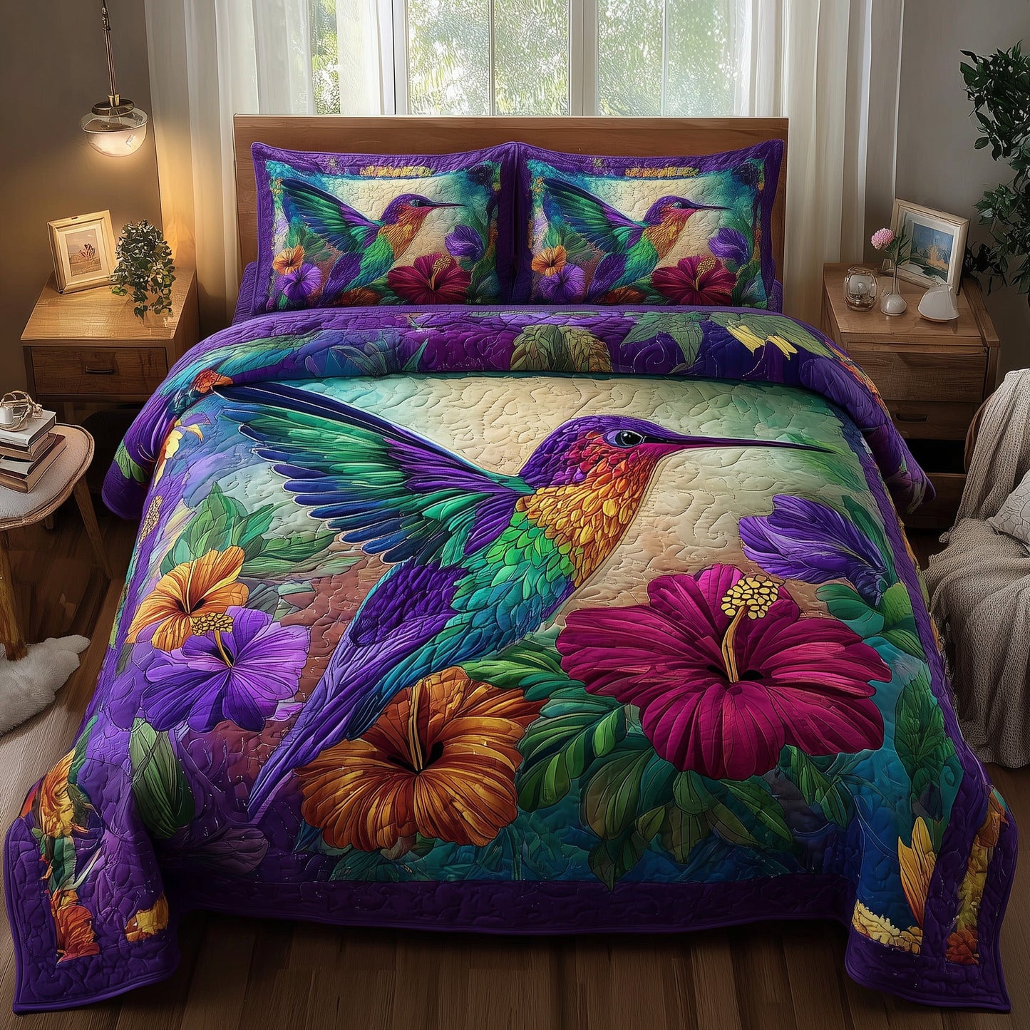 Hummingbird 3-Piece Quilted Bedding Set GFTOTP9304