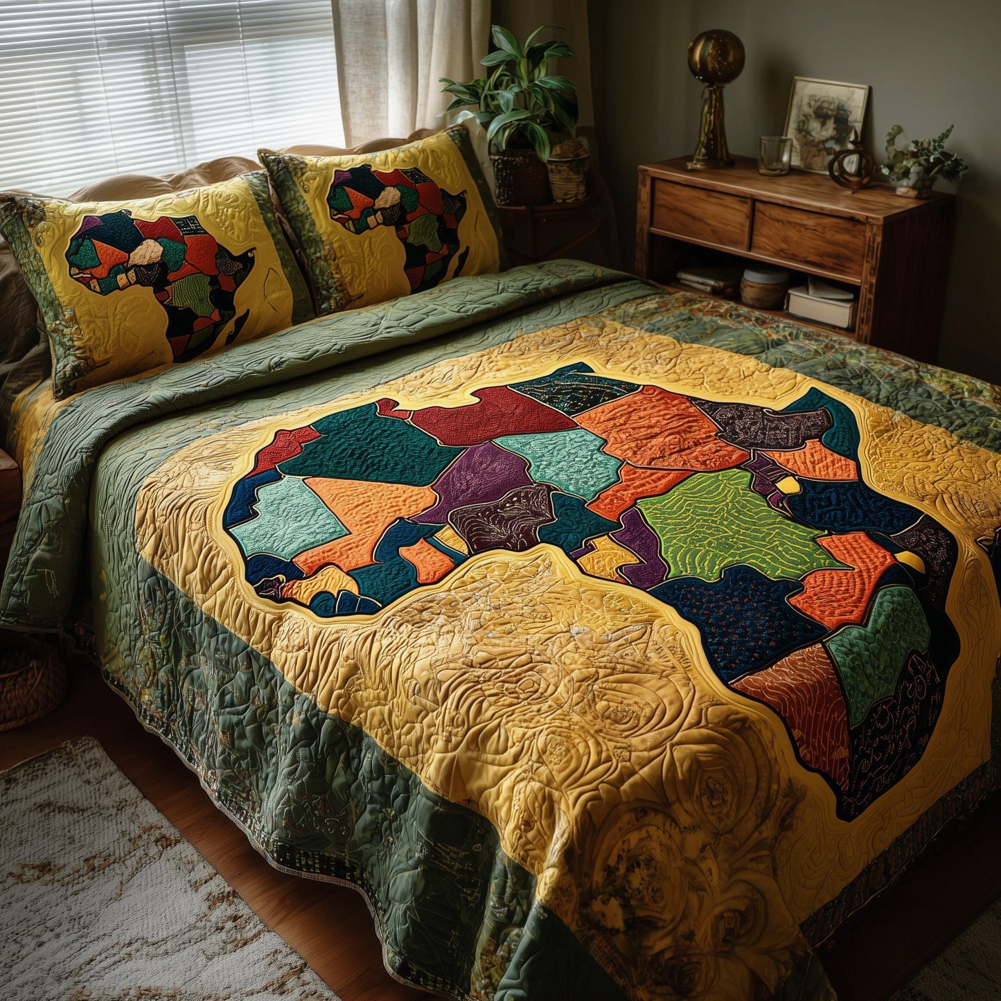 African Heritage 3-Piece Quilted Bedding Set GFTOTP9314