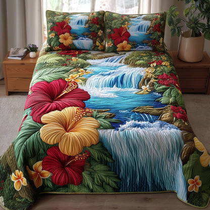 Tropical Waterfall 3-Piece Quilted Bedding Set GFTOTP9319