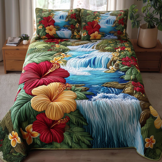 Tropical Waterfall 3-Piece Quilted Bedding Set GFTOTP9319