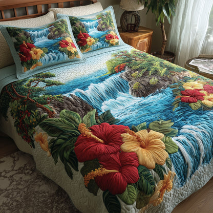 Tropical Waterfall 3-Piece Quilted Bedding Set GFTOTP9321
