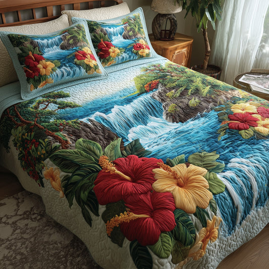 Tropical Waterfall 3-Piece Quilted Bedding Set GFTOTP9321