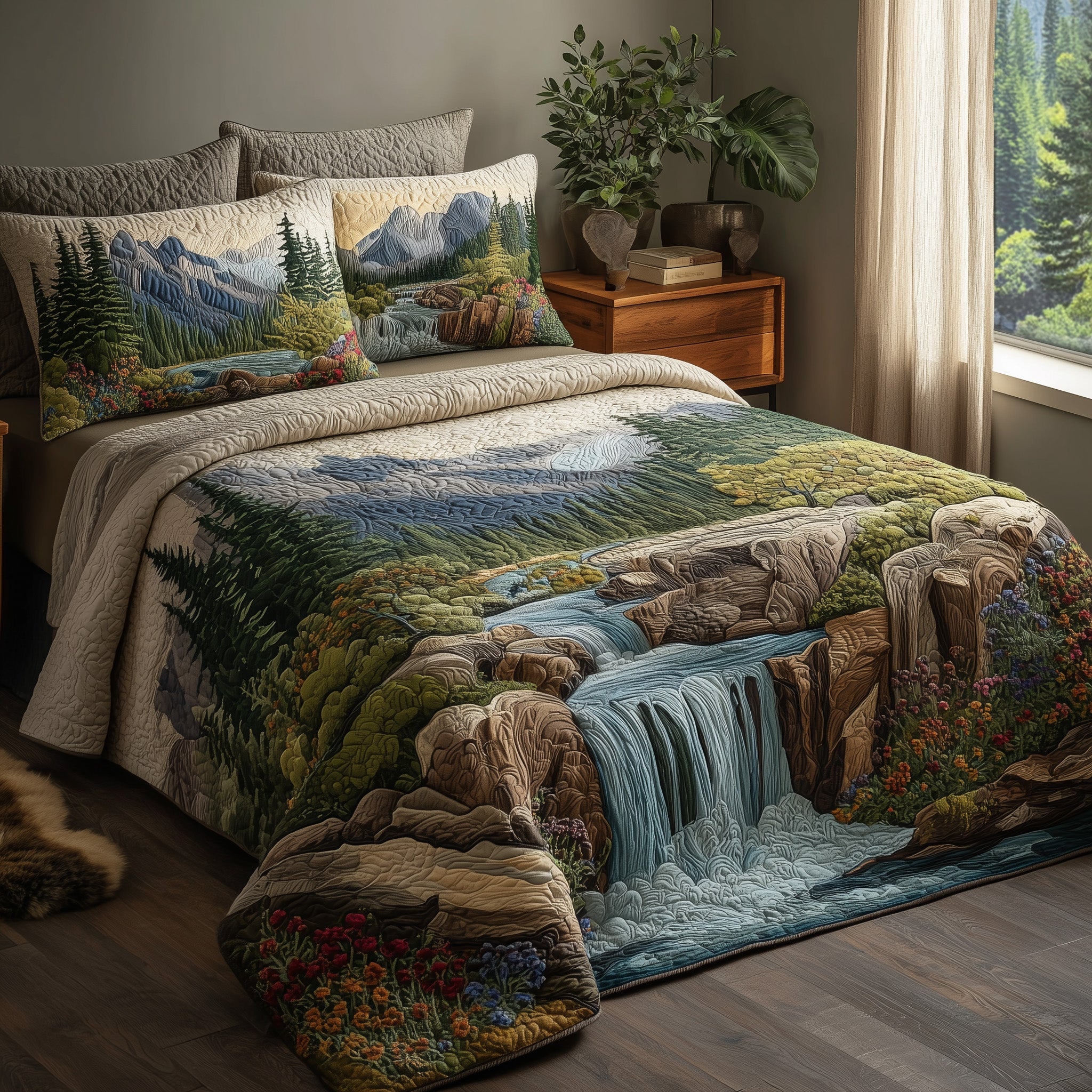 Rustic Waterfall 3-Piece Quilted Bedding Set GFTOTP9323 – Patchique Store