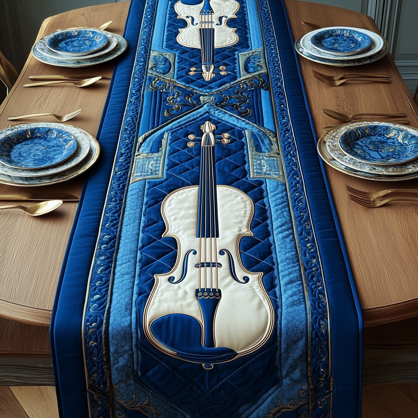 Elegant Violin Quilted Table Runner GFTOTP9342