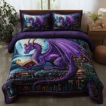 Bookish Dragon 3-Piece Quilted Bedding Set GFTOTP9348