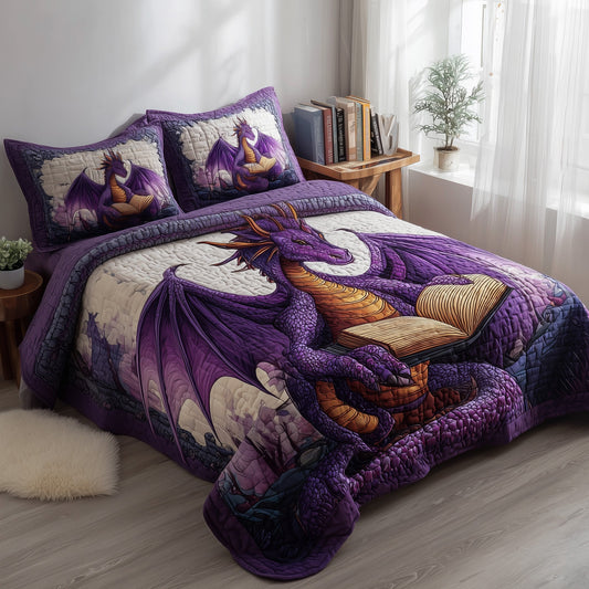 Bookish Dragon 3-Piece Quilted Bedding Set GFTOTP9349
