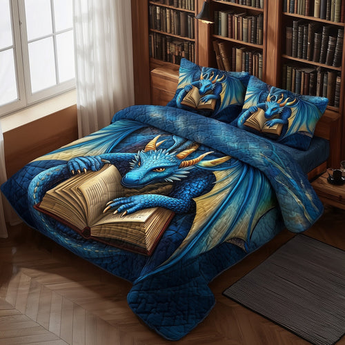 Bookish Dragon 3-Piece Quilted Bedding Set GFTOTP9351