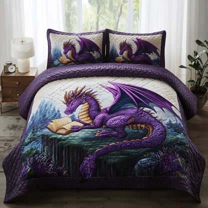 Bookish Dragon 3-Piece Quilted Bedding Set GFTOTP9353