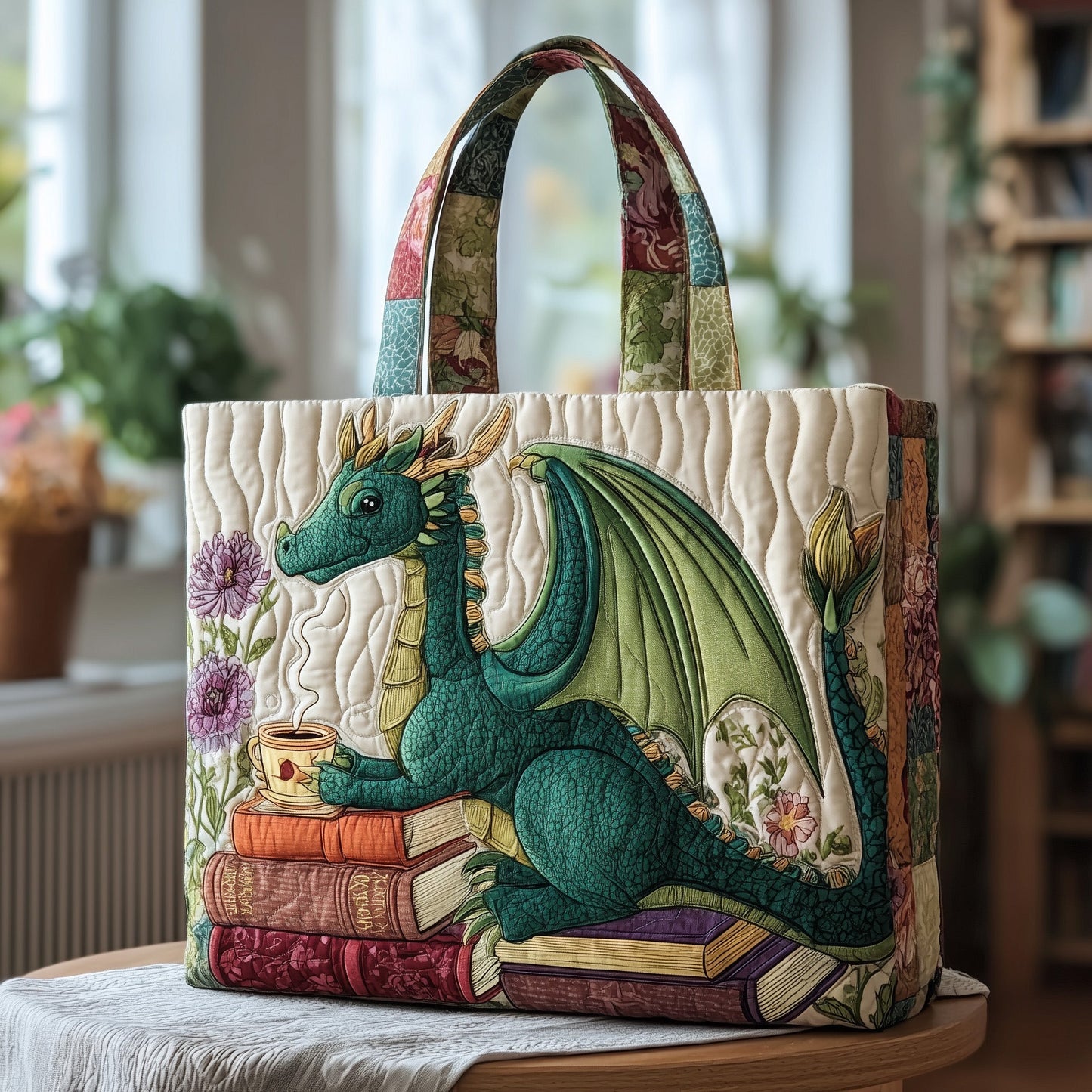 Teatime Reading Quilted Tote Bag GFTOTP9372