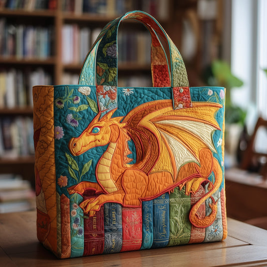 Bookish Dragon Quilted Tote Bag GFTOTP9381