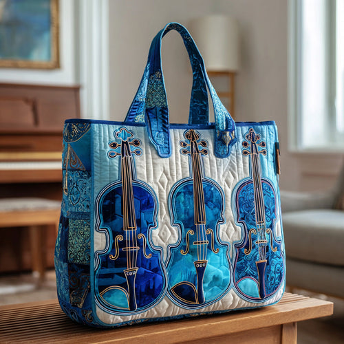 Elegant Violin Quilted Tote Bag GFTOTP9390