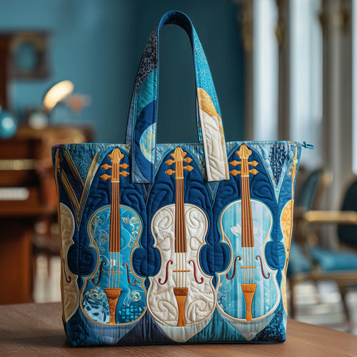 Elegant Violin Quilted Tote Bag GFTOTP9392