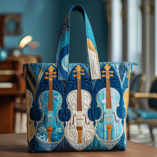 Elegant Violin Quilted Tote Bag GFTOTP9392