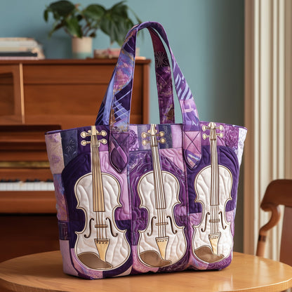 Elegant Violin Quilted Tote Bag GFTOTP9394