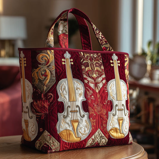 Elegant Violin Quilted Tote Bag GFTOTP9397