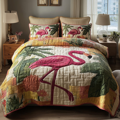 Flamingo Bliss 3-Piece Quilted Bedding Set GFTOTP9439