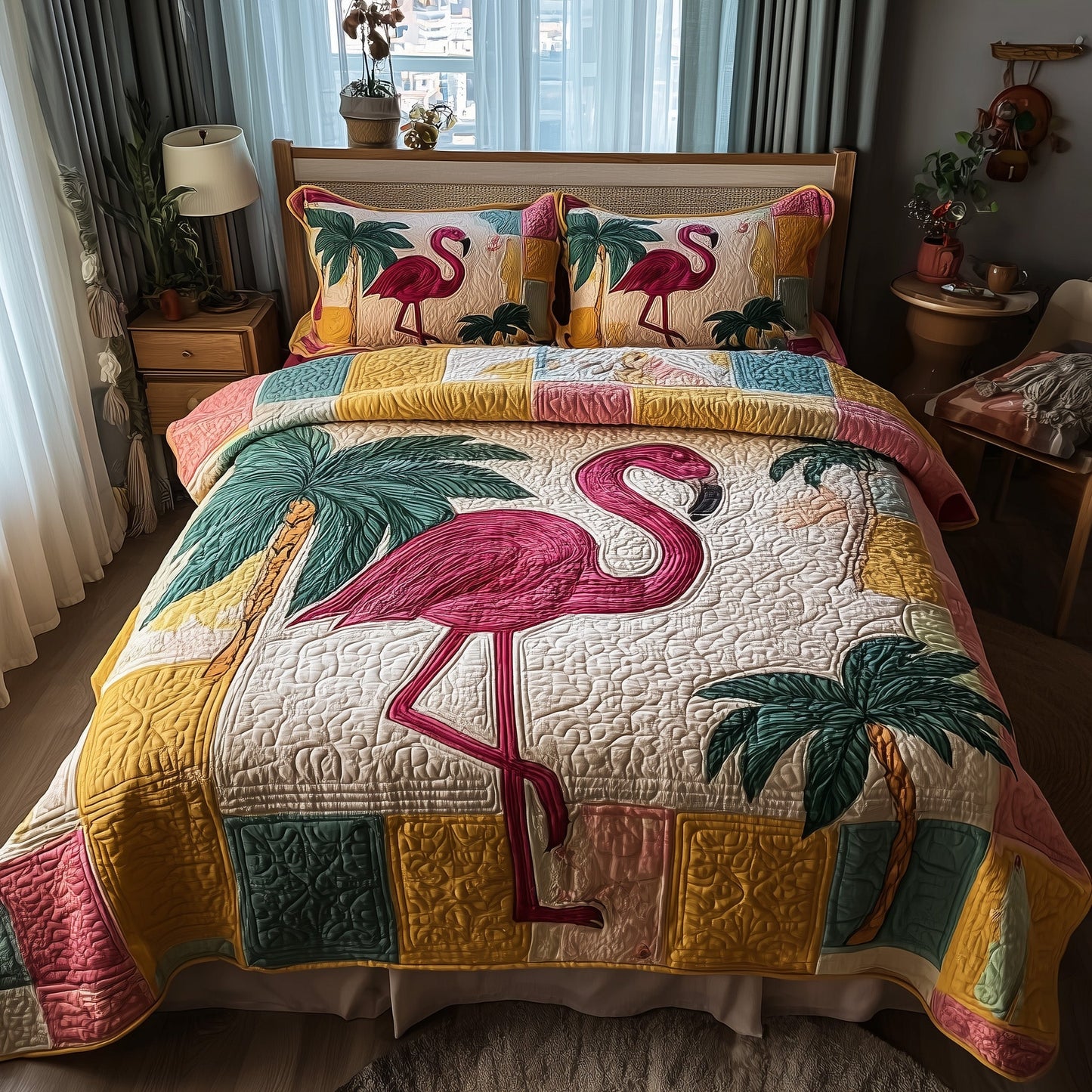 Flamingo Bliss 3-Piece Quilted Bedding Set GFTOTP9441