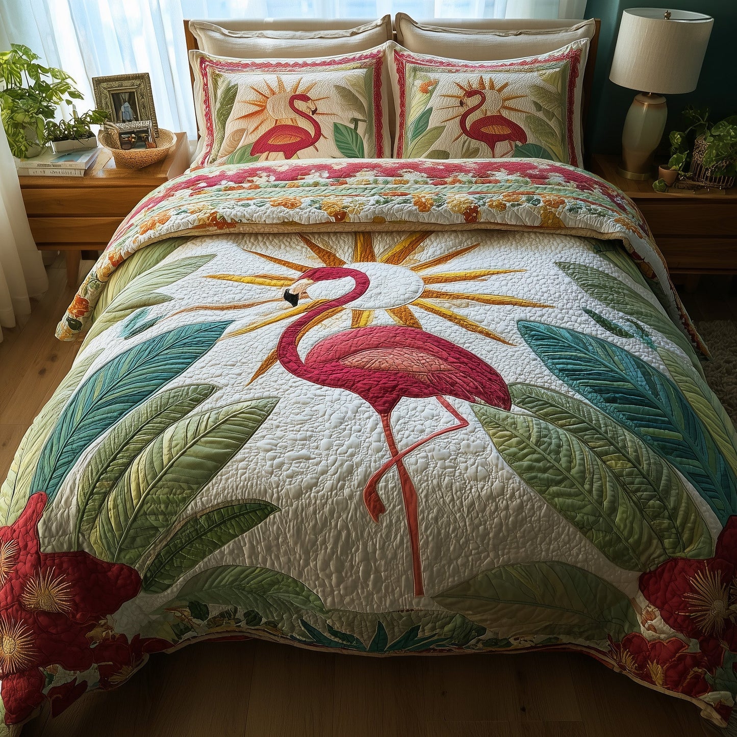 Flamingo Bliss 3-Piece Quilted Bedding Set GFTOTP9442