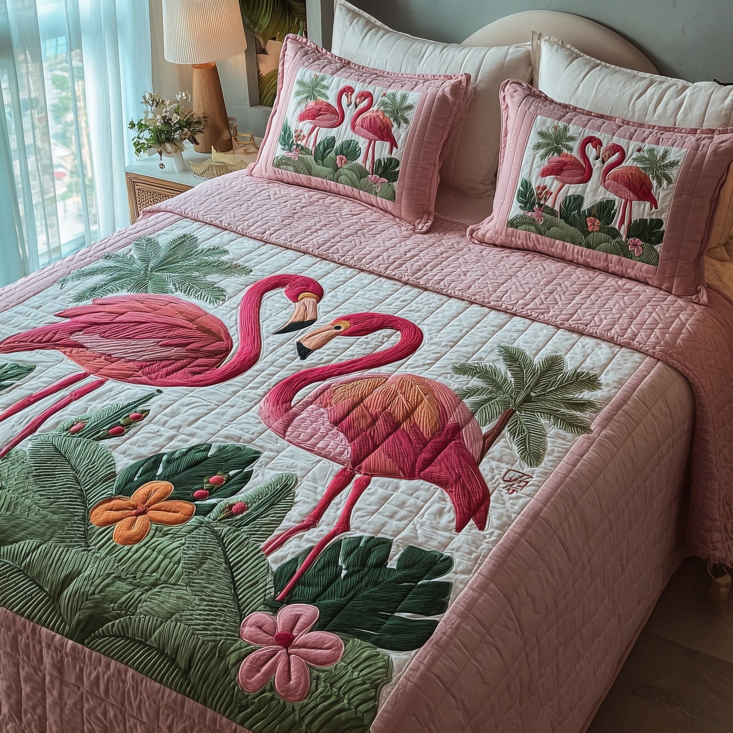 Pink Paradise 3-Piece Quilted Bedding Set GFTOTP9443