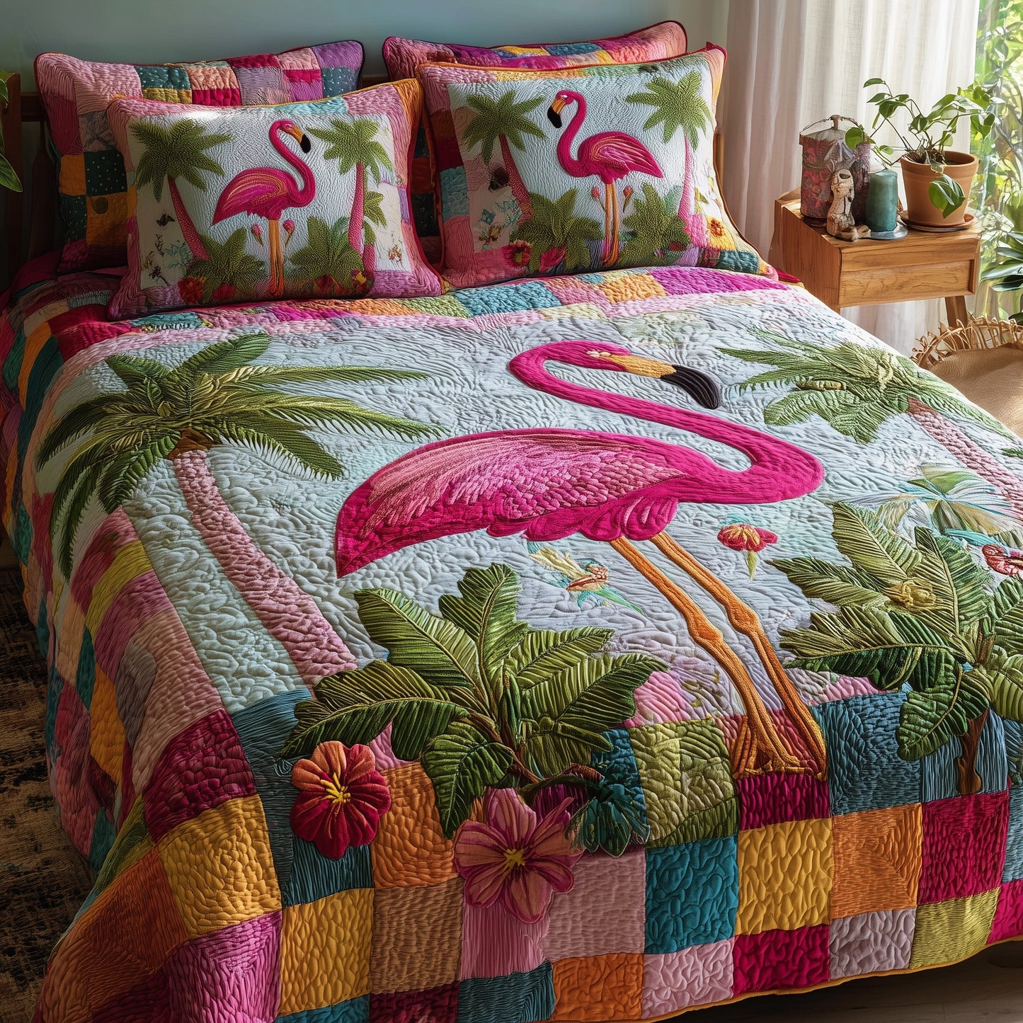 Pink Paradise 3-Piece Quilted Bedding Set GFTOTP9447