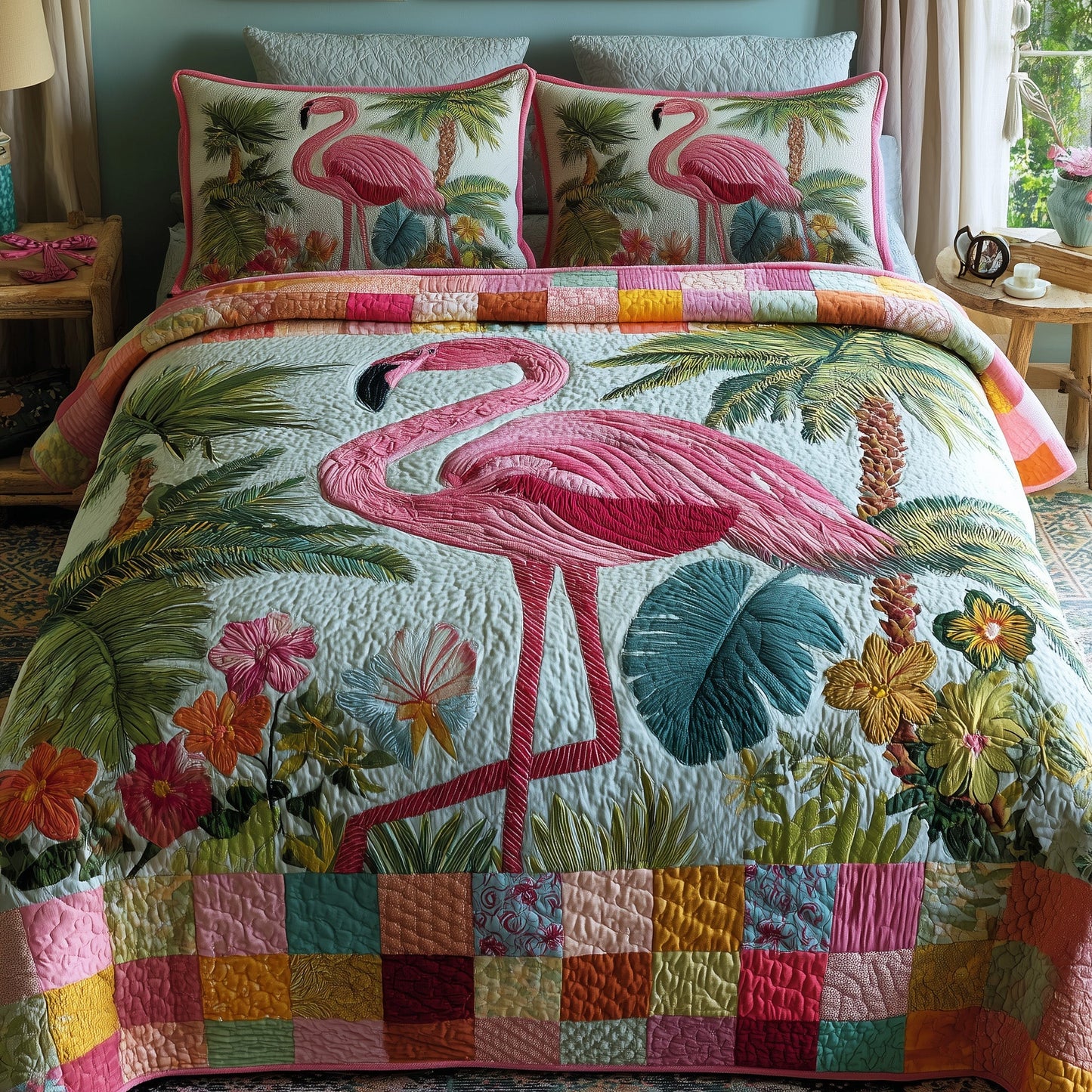 Pink Paradise 3-Piece Quilted Bedding Set GFTOTP9448