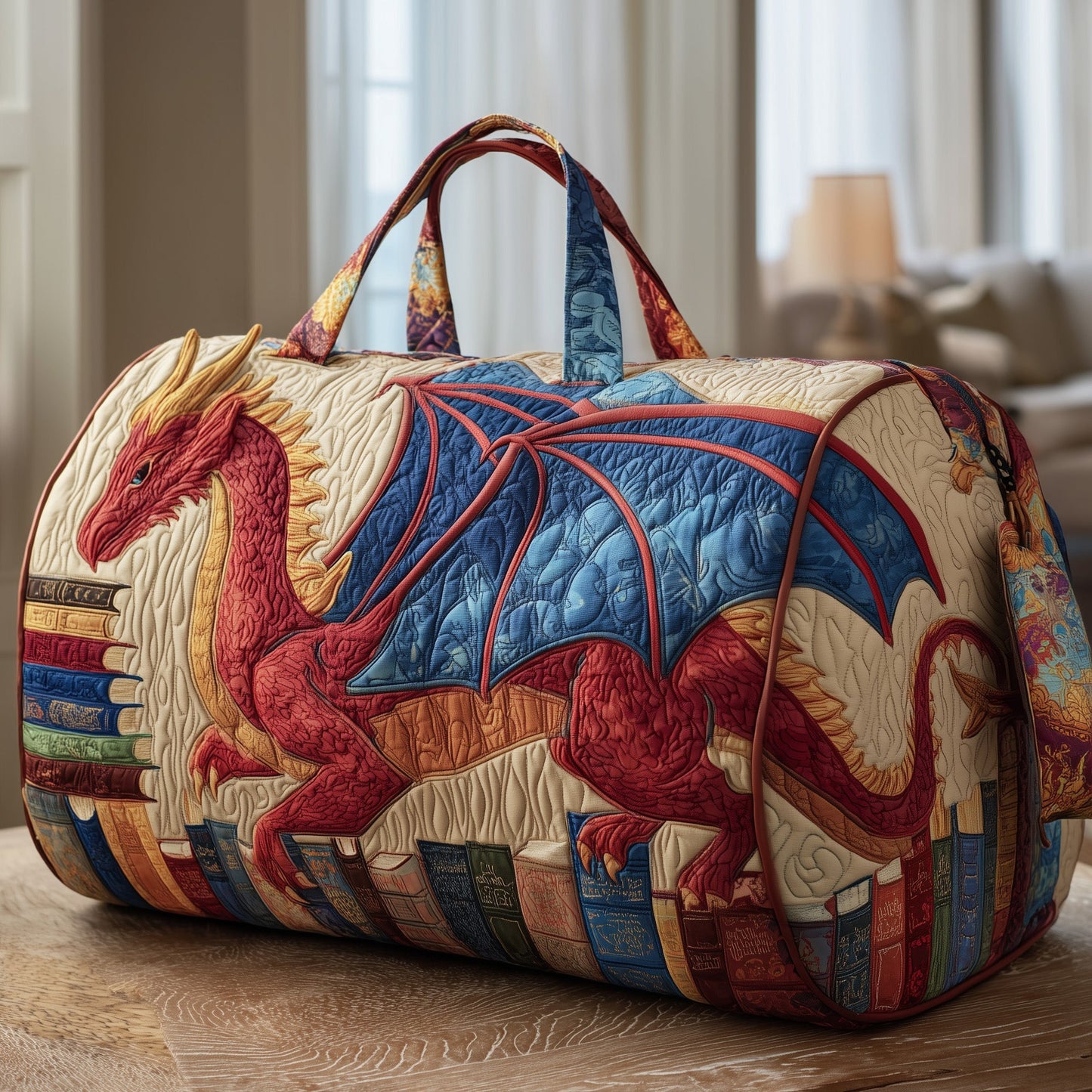 Bookish Dragon Quilted Duffle Bag GFTOTP9487