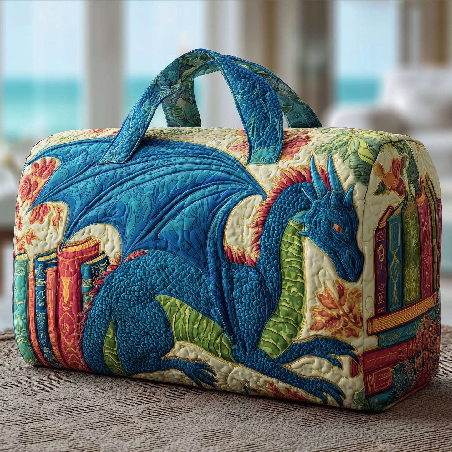 Bookish Dragon Quilted Duffle Bag GFTOTP9490