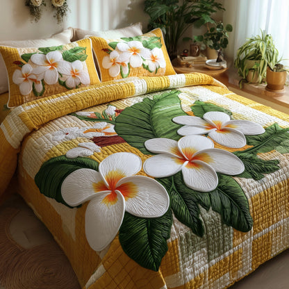 Summer Plumeria 3-Piece Quilted Bedding Set GFTOTP9492