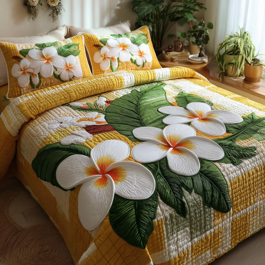 Summer Plumeria 3-Piece Quilted Bedding Set GFTOTP9492