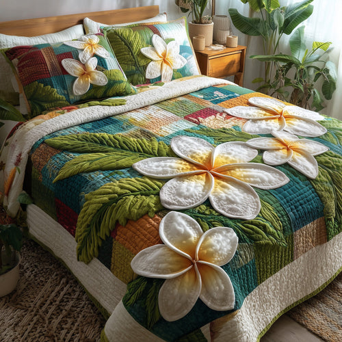 Summer Plumeria 3-Piece Quilted Bedding Set GFTOTP9494