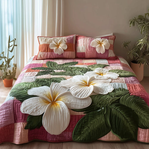 Summer Plumeria 3-Piece Quilted Bedding Set GFTOTP9495