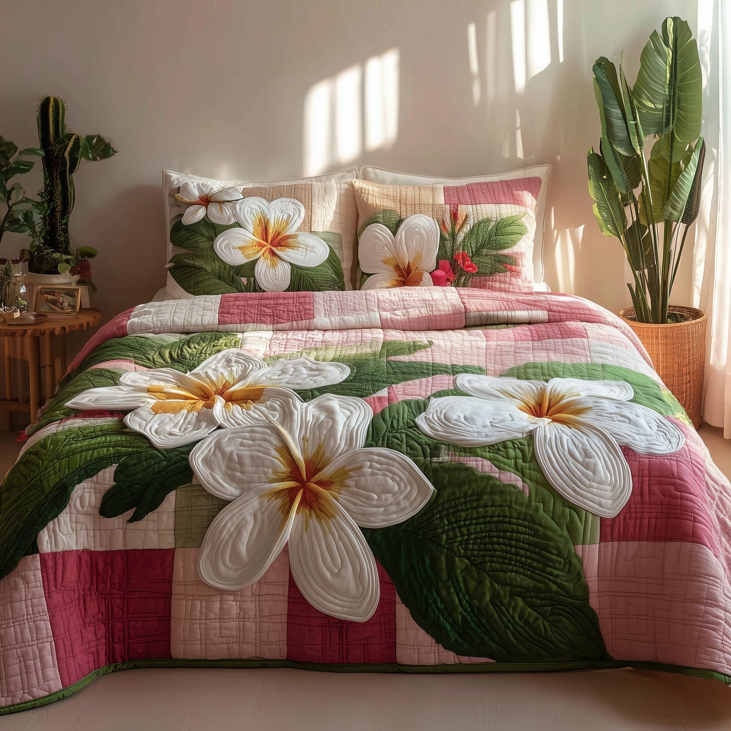 Summer Plumeria 3-Piece Quilted Bedding Set GFTOTP9496