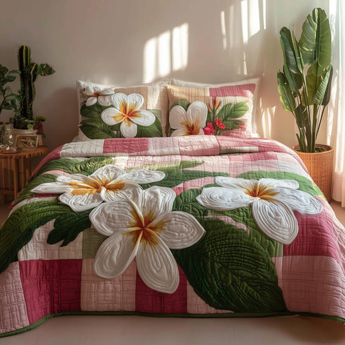Summer Plumeria 3-Piece Quilted Bedding Set GFTOTP9496
