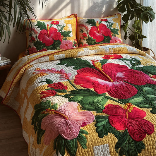 Summer Hibiscus 3-Piece Quilted Bedding Set GFTOTP9497