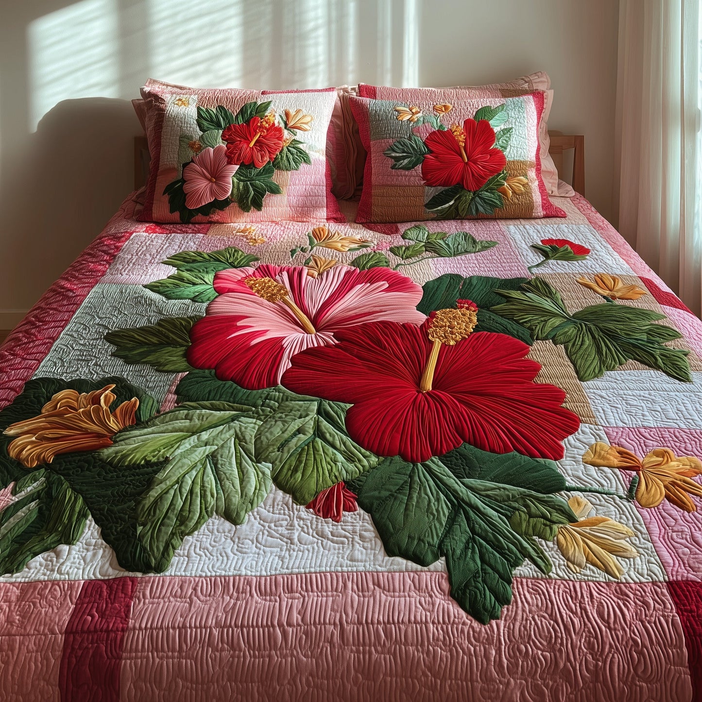 Summer Hibiscus 3-Piece Quilted Bedding Set GFTOTP9500