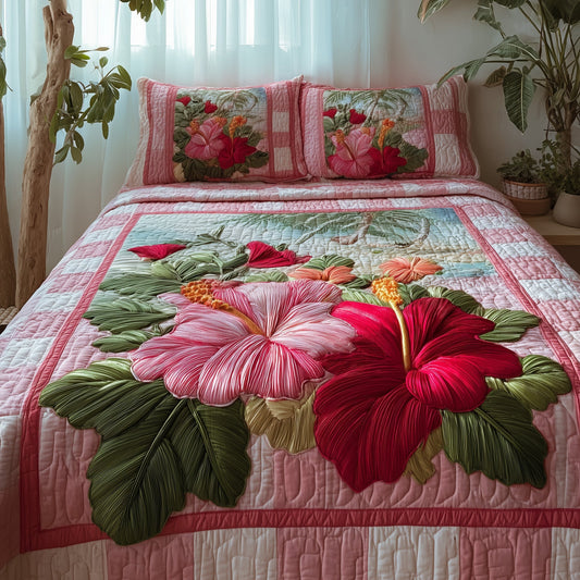 Summer Hibiscus 3-Piece Quilted Bedding Set GFTOTP9501