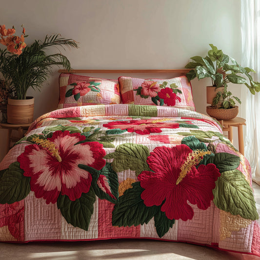 Summer Hibiscus 3-Piece Quilted Bedding Set GFTOTP9503