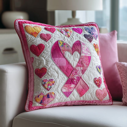 Breast Cancer Ribbon Quilted Pillow Case GFTOTP9510