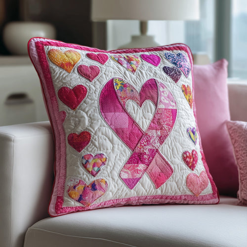 Breast Cancer Ribbon Quilted Pillow Case GFTOTP9510