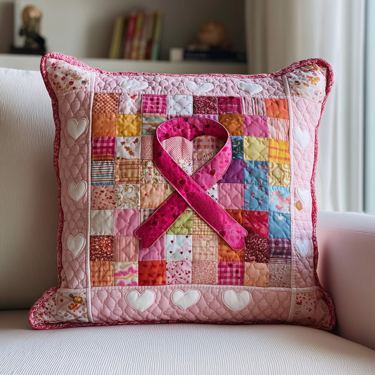 Breast Cancer Ribbon Quilted Pillow Case GFTOTP9511