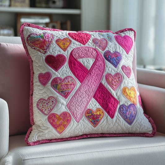 Breast Cancer Ribbon Quilted Pillow Case GFTOTP9514