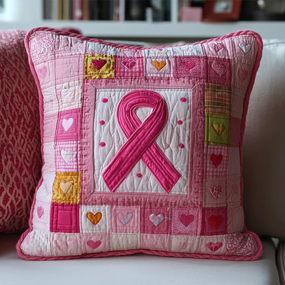 Breast Cancer Ribbon Quilted Pillow Case GFTOTP9515