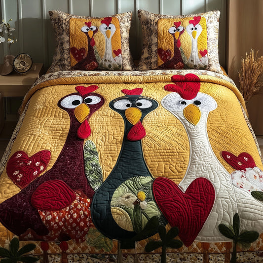 Funky Chicken 3-Piece Quilted Bedding Set GFTOTP9517