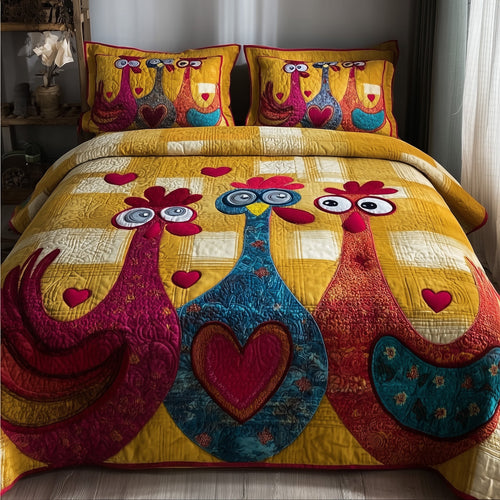 Funky Chicken 3-Piece Quilted Bedding Set GFTOTP9518