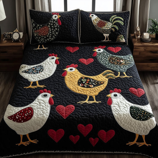 Funky Chicken 3-Piece Quilted Bedding Set GFTOTP9520