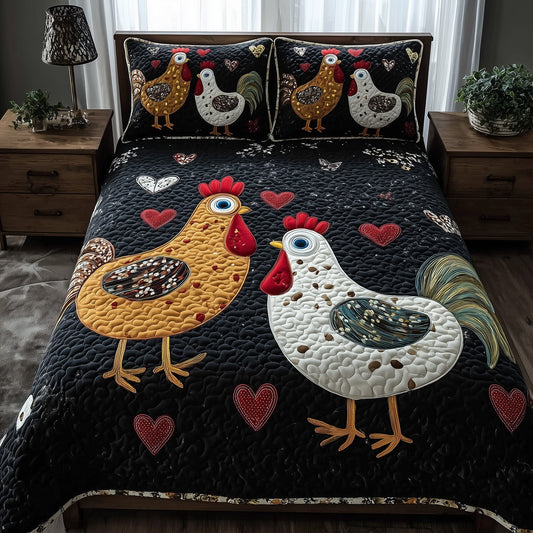 Funky Chicken 3-Piece Quilted Bedding Set GFTOTP9521