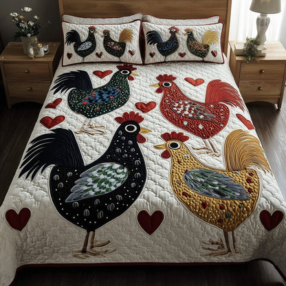 Funky Chicken 3-Piece Quilted Bedding Set GFTOTP9522