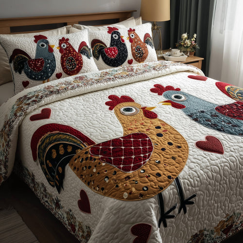 Funky Chicken 3-Piece Quilted Bedding Set GFTOTP9523